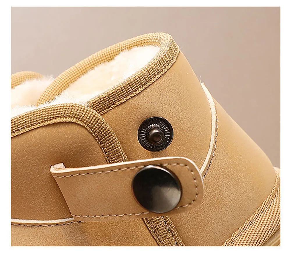 Winter Plush Toddler Boots For Children Thick Warm Cotton Shoes PU Leather Anti-slippery Little Girl\'s Snow Boots Warm Shoes Kid