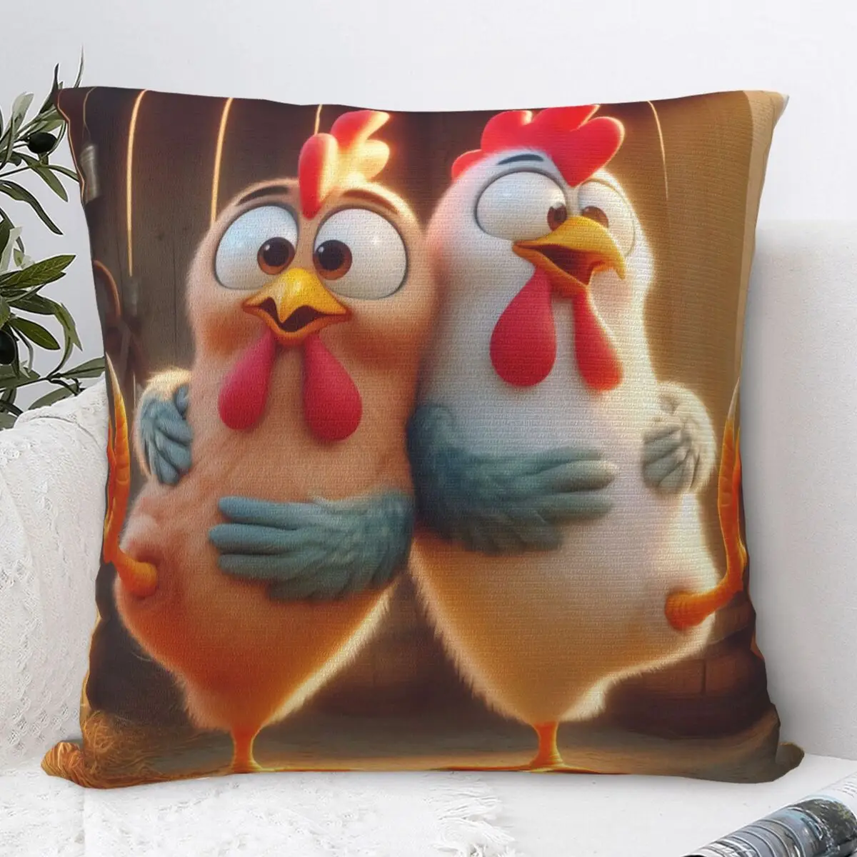 Funny Chicken Couple Pillow Case Novelty Pillow Cover Soft Graphic Cushion Cover Pillowcases For Sofa Home Decoration
