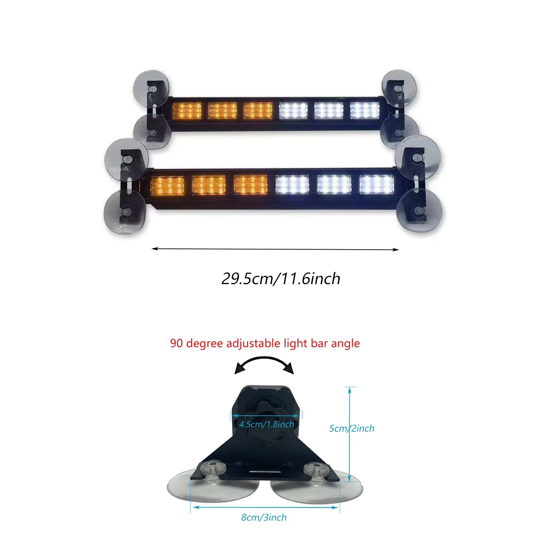 2 In 1 Emergency Strobe Light Traffic Advisor Light Bar LED Safety Warning Light Windshield Dashboard Strobe Light For Vehicles