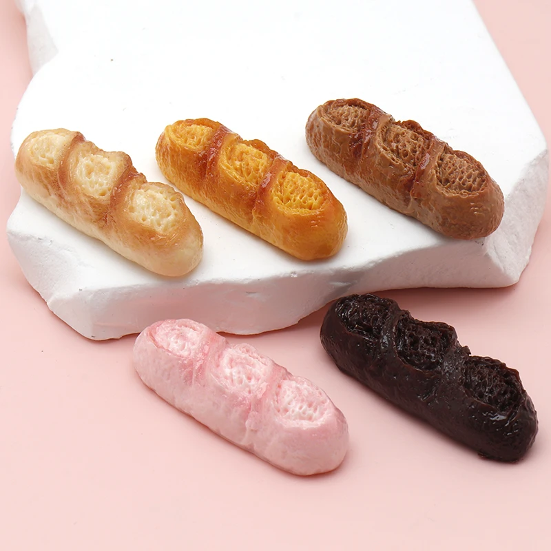 10/100PCS Miniatures Decor Baguette Breakfast Bread Baking Store Scene Food Play Set DIY Accessories Keychain Pendant Materials