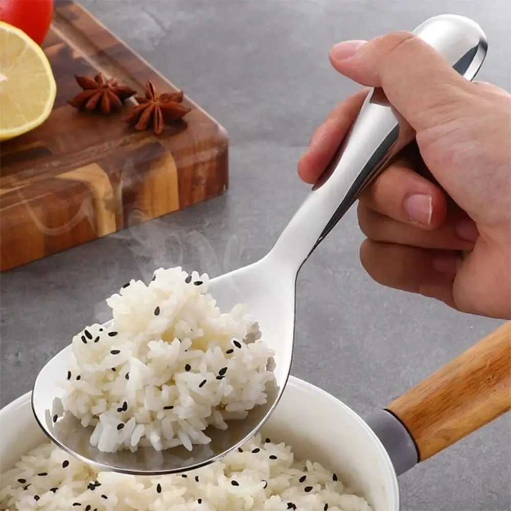 Easy to Clean Stainless Steel Non-stick Rice Spoon Household Thickened Rice Spoon Canteen Serving spoon