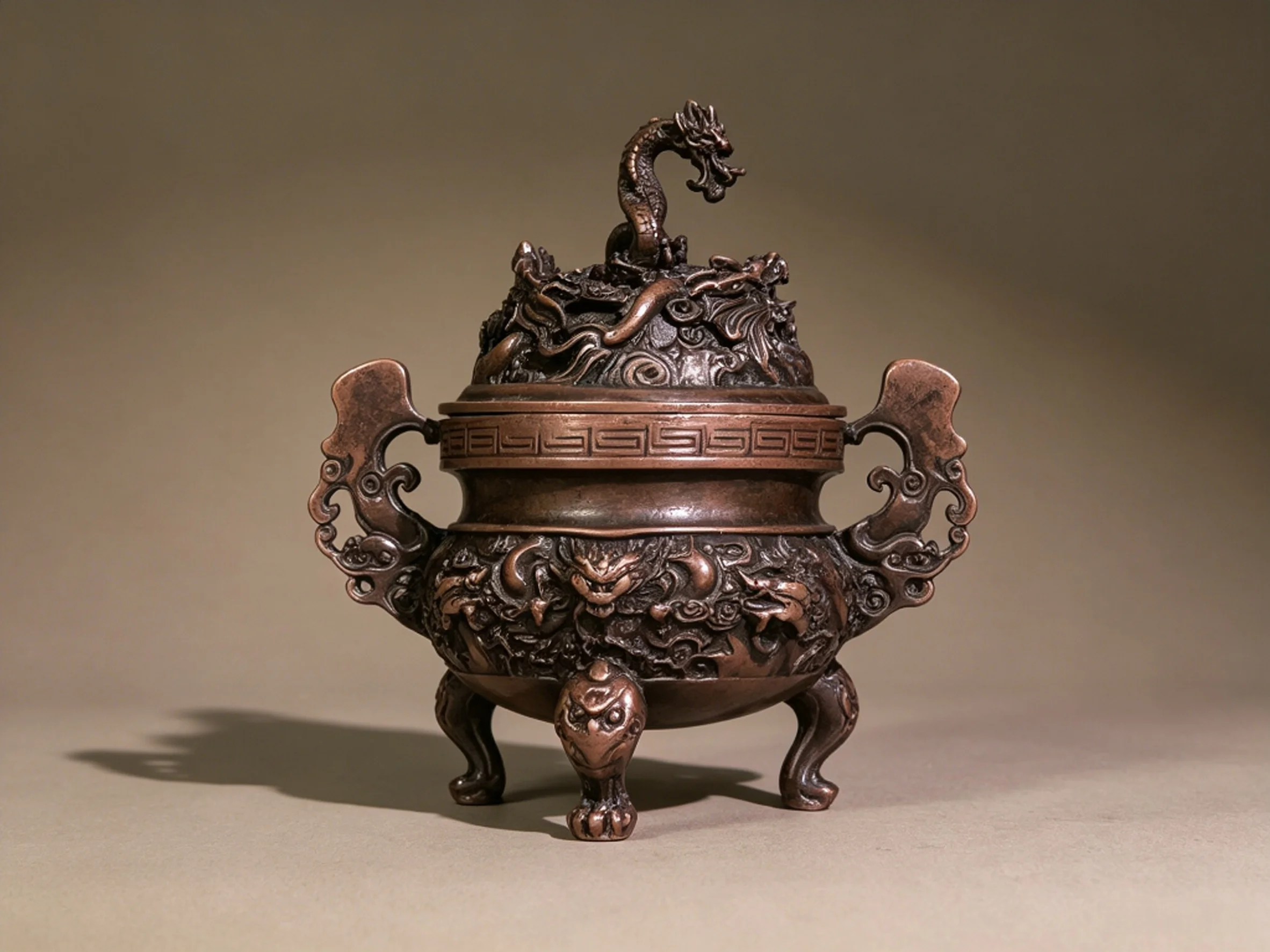 Exquisitely Crafted Nine-Dragon Imperial Incense Burner, Zen Sandalwood Coil Incense Holder, Creative Antique Ornament for Tea R