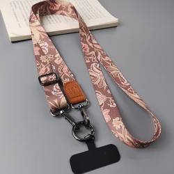 Retro Pattern Crossbody Cell Phone Lanyard Adjustable Hanging Neck Mobile Phone Strap Lanyard Pendant With Universal Card Gasket