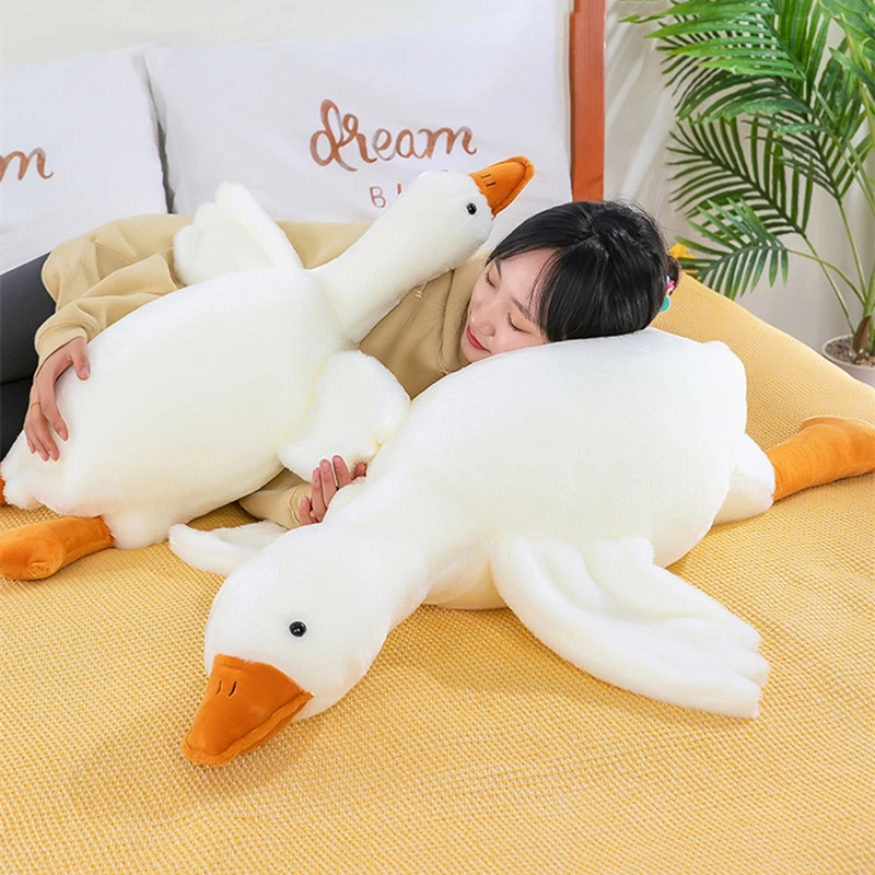 Caliente 37/50/55/90/130CM divertido ganso relleno pato suave juguete de peluche almohada para dormir sofá cojín niños novia regalo de cumpleaños