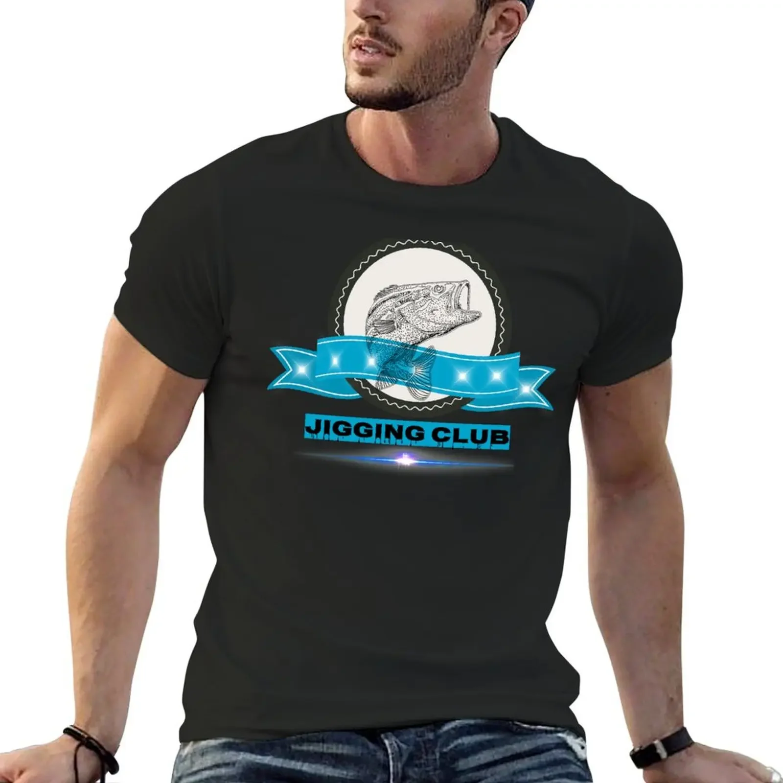 

Jigging Club T-Shirt blue archive man t shirt mens cotton t shirts