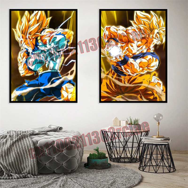 Lukisan Kanvas Poster Dragon Ball Kartun Berdarah Panas Jepang Cocok untuk Hadiah Anak-anak Dekorasi Ruang Tamu dan Kamar Tidur