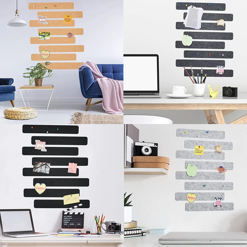 Display Self Memo Bulletin Pin Message Strip Cork Pictures Notice Tack Board Felt Wall Strips Hanging Adhesive Notes Bar Tiles