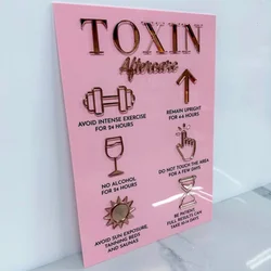 Toxin Aftercare Advice Sign Acrylic Botox Sign Salon Aesthetics Aftercare Sign Clinic Botox Tox Advice
