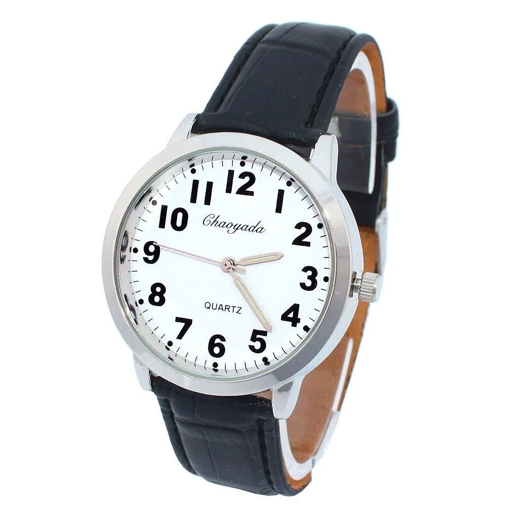 Damski zegarek kwarcowy z białą tarczą, okrągły wyświetlacz z cyframi, skórzana bransoleta, stylowy zegarek na rękę dla studentek.