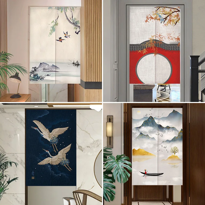 Chinese Style Noren Door Curtain Japanese Half Curtain for Kitchen, Bedroom, Bathroom, Feng Shui Home Decor & Room Divider