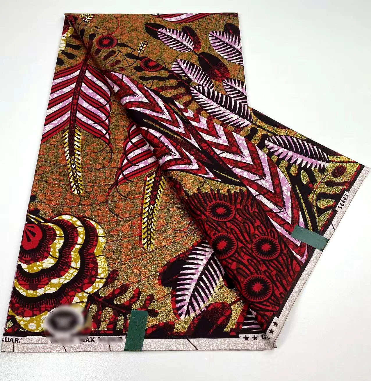 قماش شمع قطني أفريقي مطبوع قماش شمع جراند سوبر هولانداي شمع ذهبي لامع 6 ياردات لكل قطعة #3