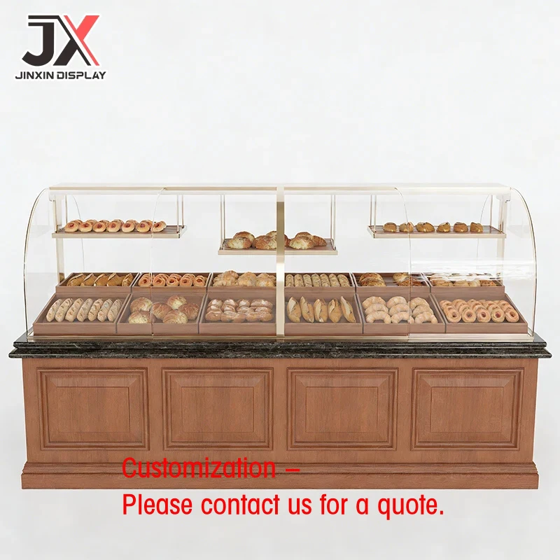 custom.Custom Design LED Shop Counter Bread Pastry Display Cabinet Fashion Luxury Durable Easy Clean Modern Furniture Cake