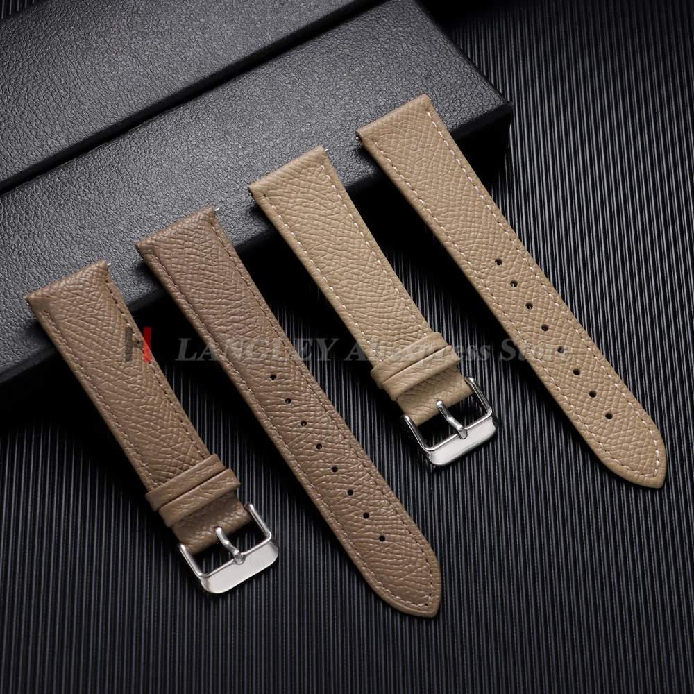 Leder-Uhrenarmband 16/18mm 19mm 20mm 21mm 22mm Epsom-Leder Schnellverschluss-Uhrenband Handgefertigtes Armband mit Palmenmuster – Detail 10