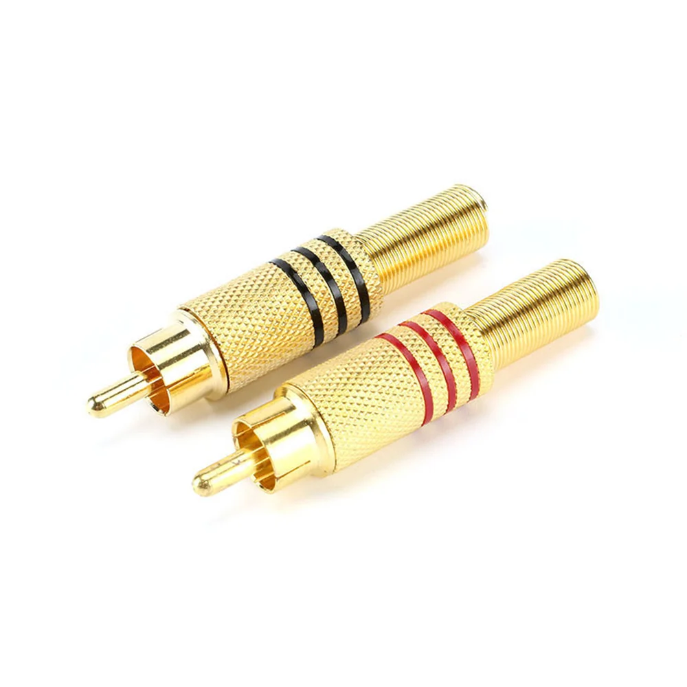 Musical Sound 24Pcs/Lot RCA Plugs Gold Plated Metal Spring Audio Vedio Speaker RCA Plug Connector Male Jack for Audio Cable