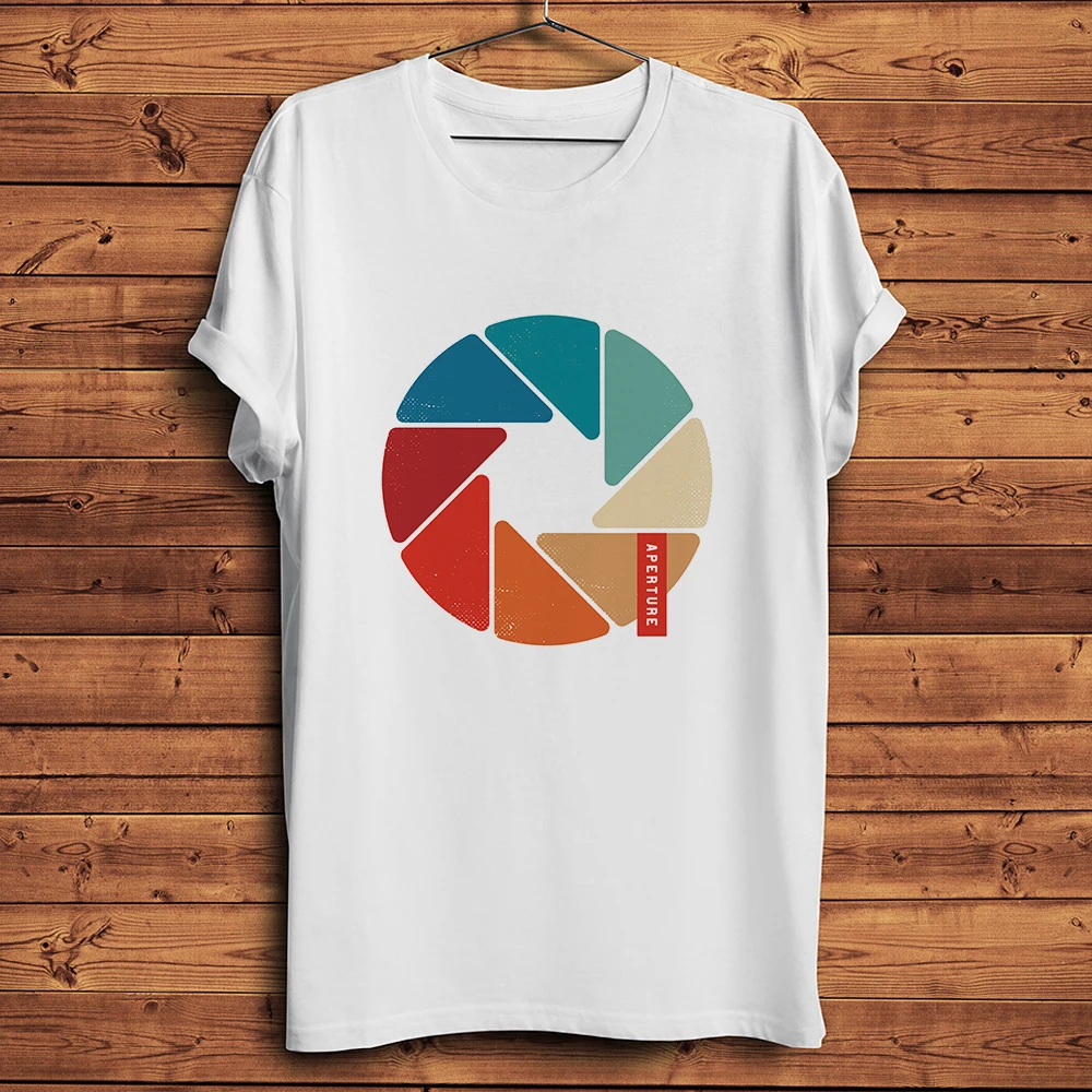 Rainbow Camera Aperture Funny Photography Geek TShirt Men,Homme Short Sleeve O-neck Casual T-Shirt,Unisex Tee Breathable Print