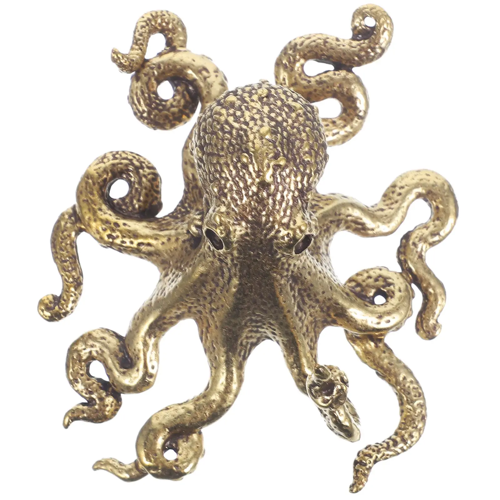 Brass Octopus Ornament Simulate Octopus Statue Model Vintage Octopus Figurine Model Tea Pet Decor Home Office Desktop Adornment