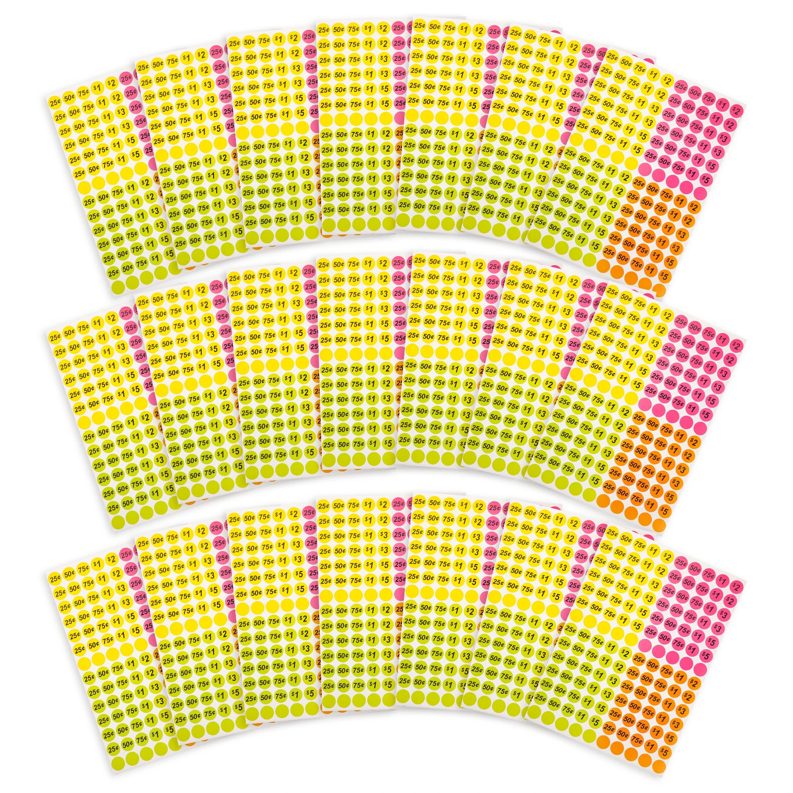 

3500pcs Price Label Stickers Round Number Tags Garage Yard Sale Pricing Sheets Colored Circle Retail Store Labels