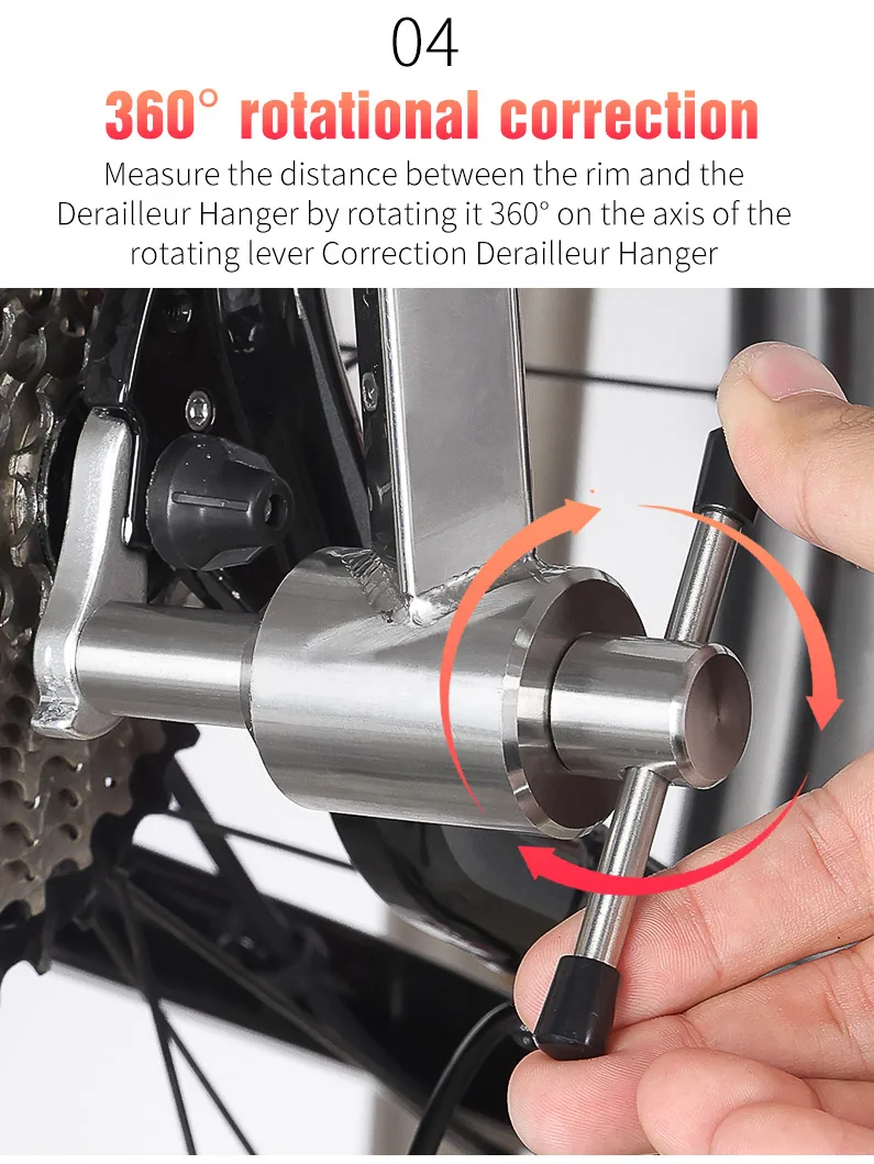 LEBYCLE Bicycle Derailleur Hanger Calibration Tool 304 Stainless Steel Bike Frame Tail Hook Straightener Lifting Lug Pull Tool