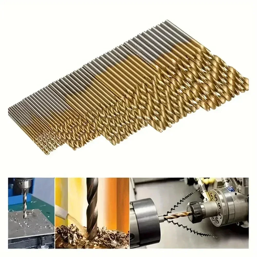 

50Pcs Titanium Coated Drill Bits Mini drill bit electric drill drilling set For Metal Wood Aluminum Drilling Tools
