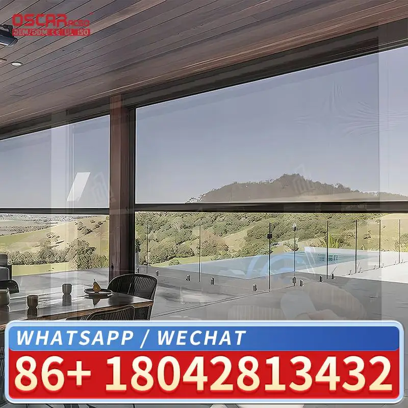 Electric Vertical Motorized Roller Blinds for French Windows with Windproof and Blackout Features Modern Plain Design Ideal for