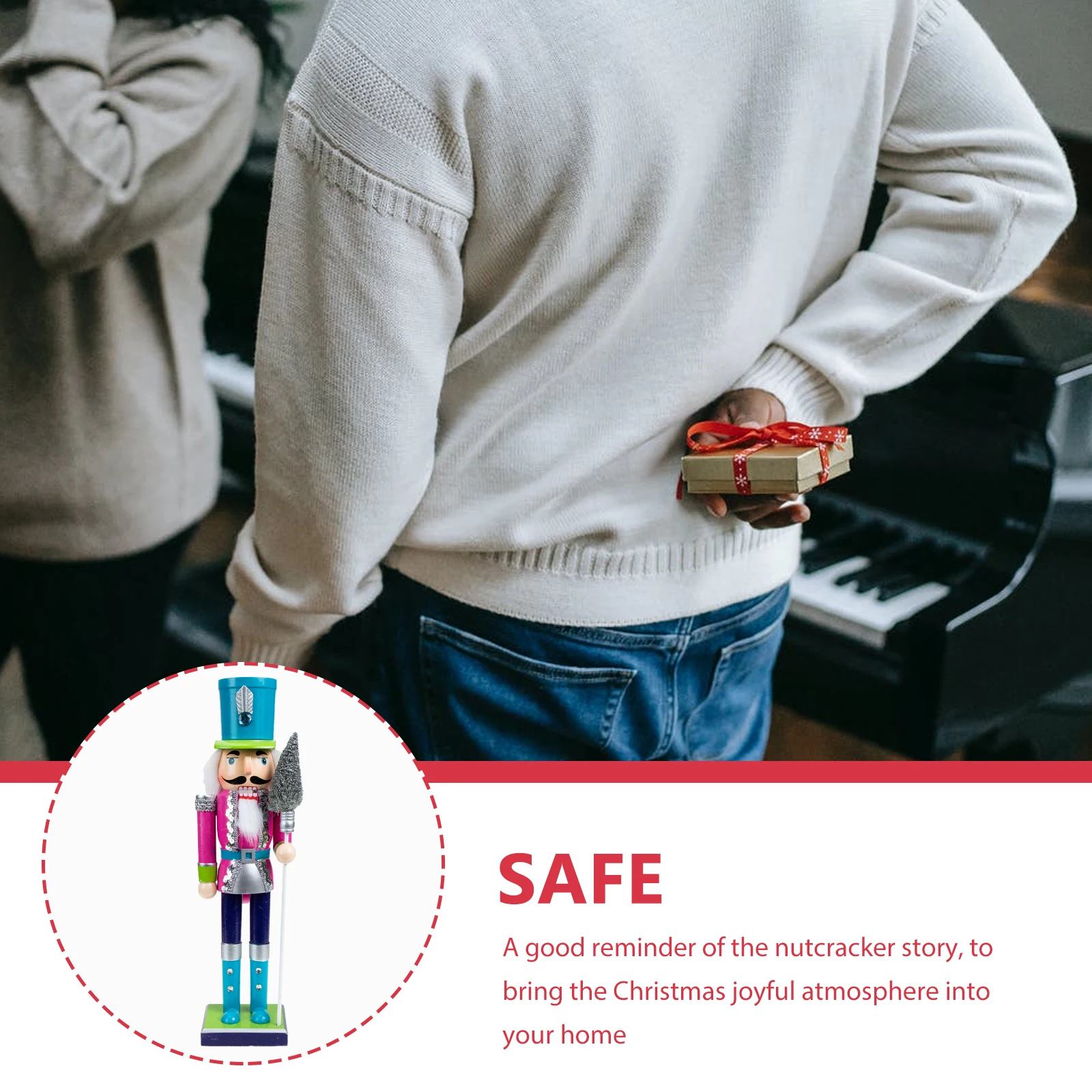 Christmas Nutcracker Soldier Ornament Classic Desktop Toy Ornaments for Tree Rosy Wooden Xmas Man
