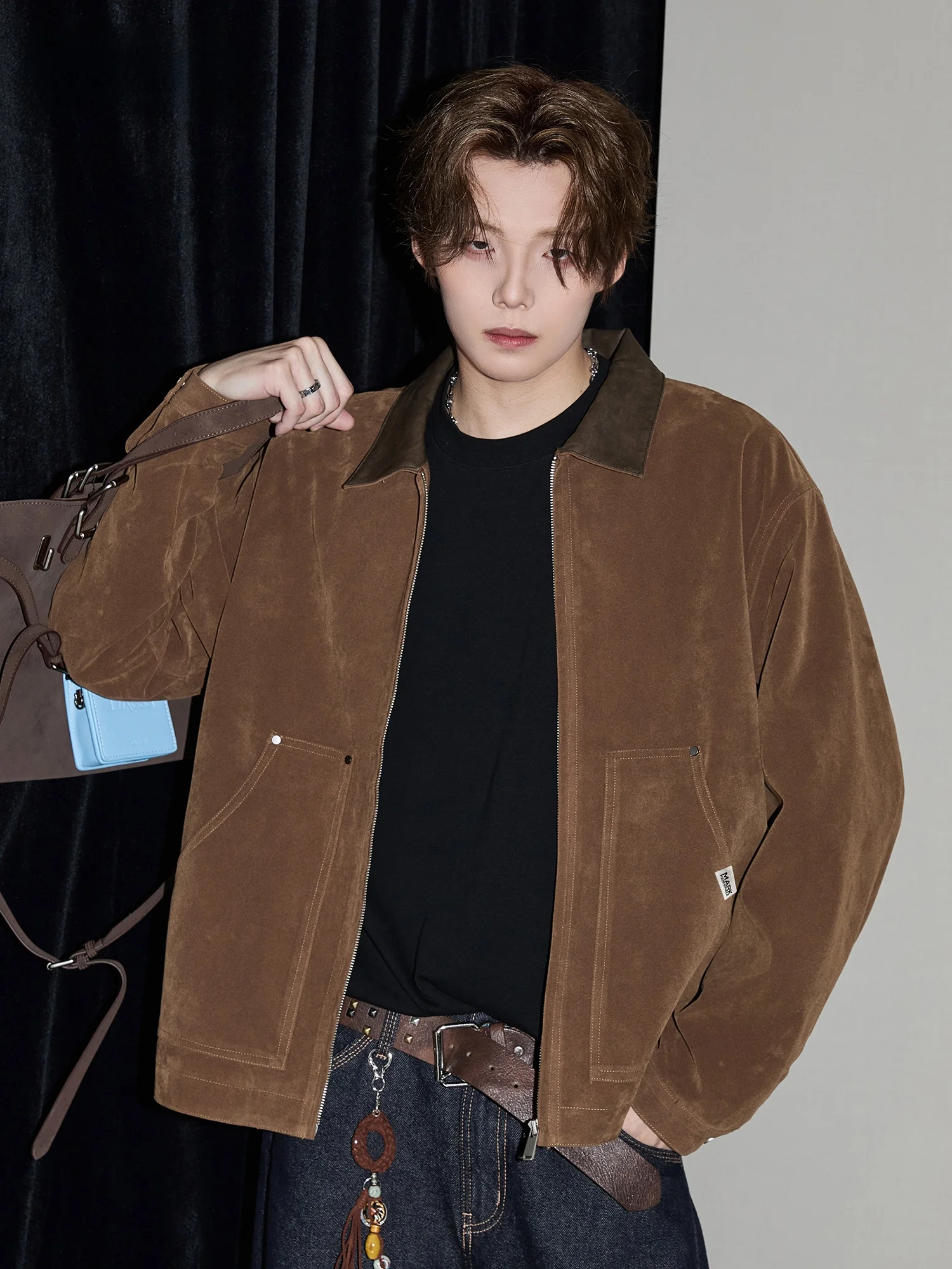 

Мужская куртка Mark Fairwe American Sle свободного кроя в стиле рабочей одежды, модная брендовая ретро-куртка из замши с отложным воротником, свободная мотоциклетная куртка