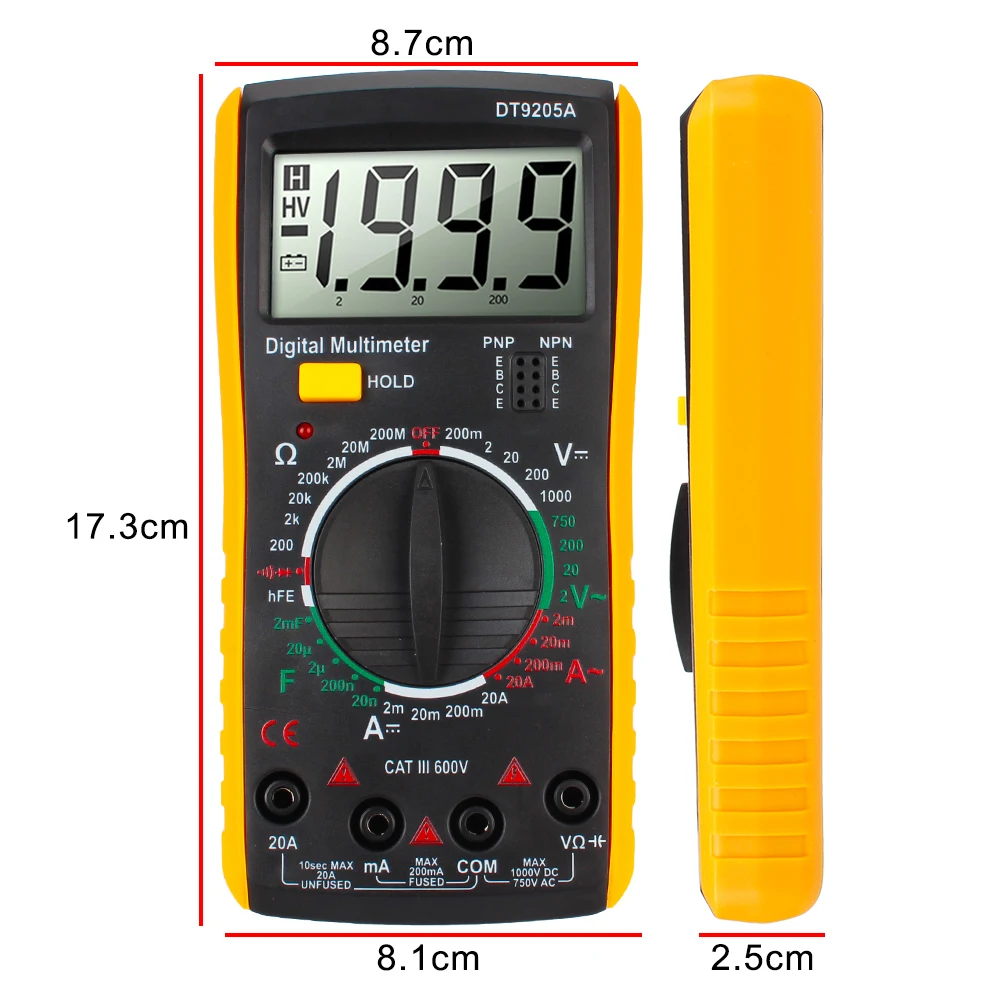 Professional Tester Multimeter DC Multimeter AC With Bazzer Measure Tool HFE Diode Voltage Current Resistance Capacitance