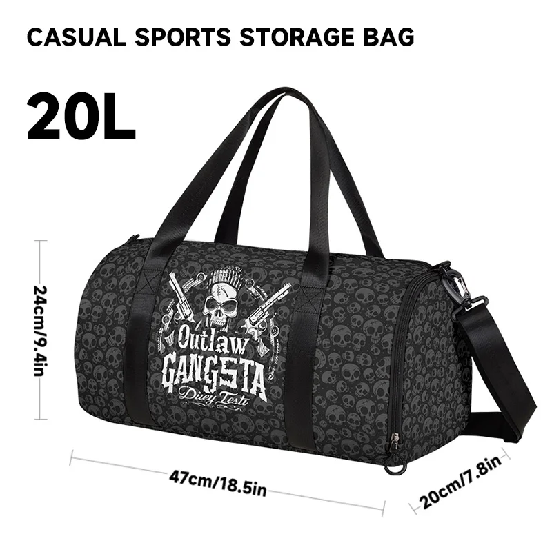 National Tide Skull Travel Bag Training Waterproof Swimming Dry Wet Separation Independent Shoe Bin Sports Fitness Bag