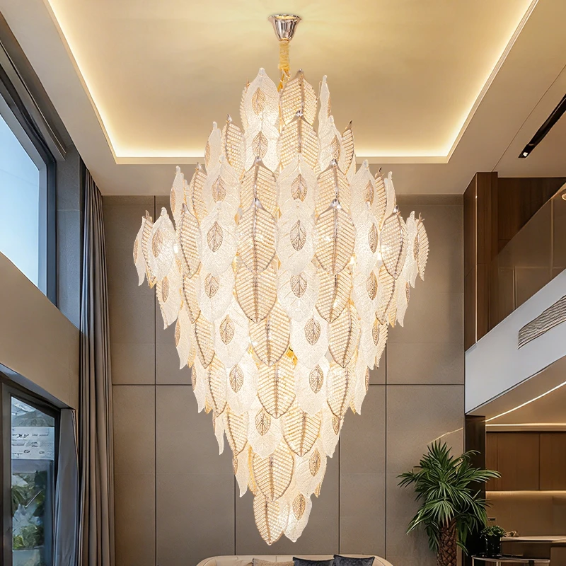 New Customized Lighting Fixtures For Hotel Lobby Banquet Hall Sales Office Light Luxury Duplex Staircase And Crystal Chandeliers