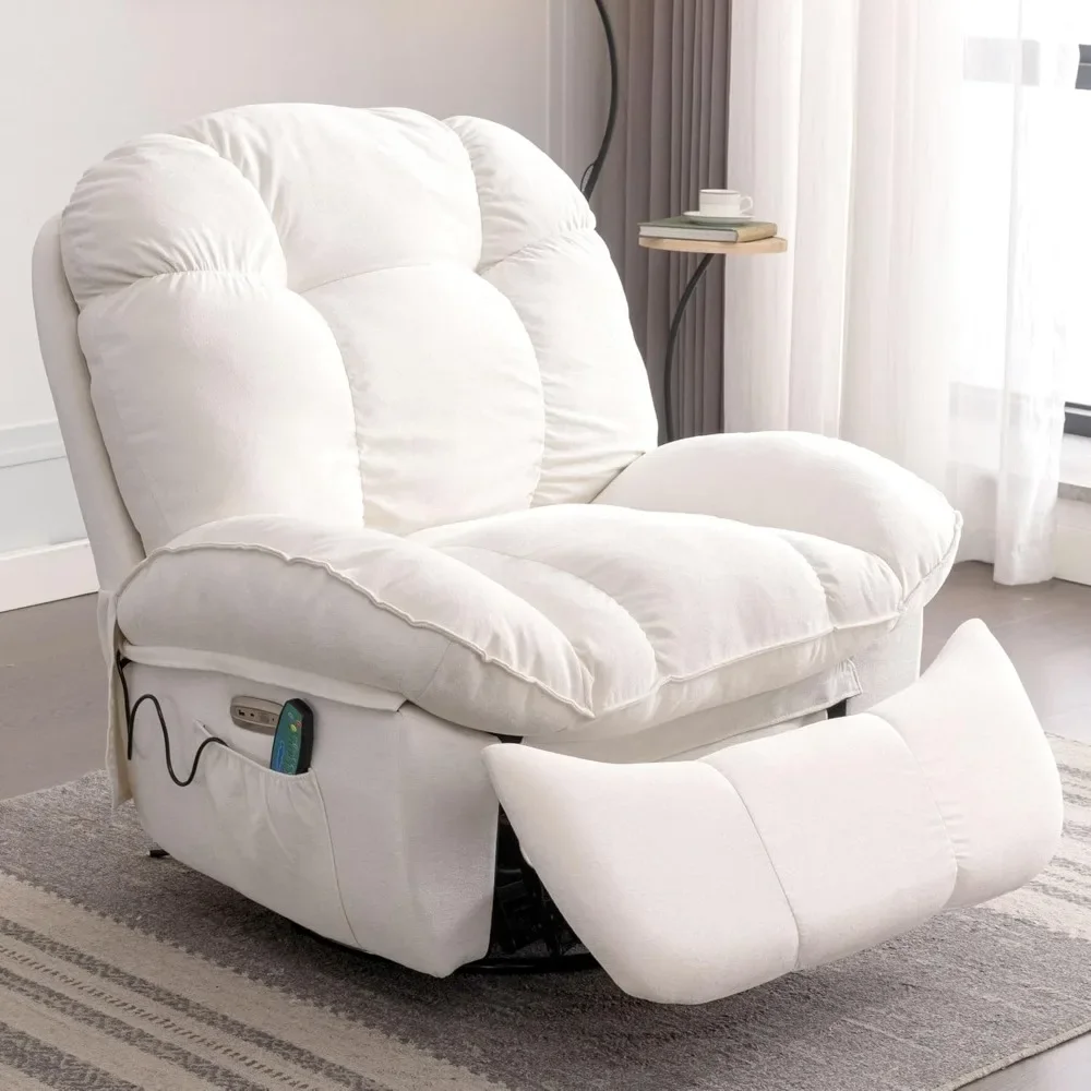 Power Recliner Chair, Swivel Recliner Chair with Massage and Heated, Electric Rocking Glider Reclining Sofa with USB