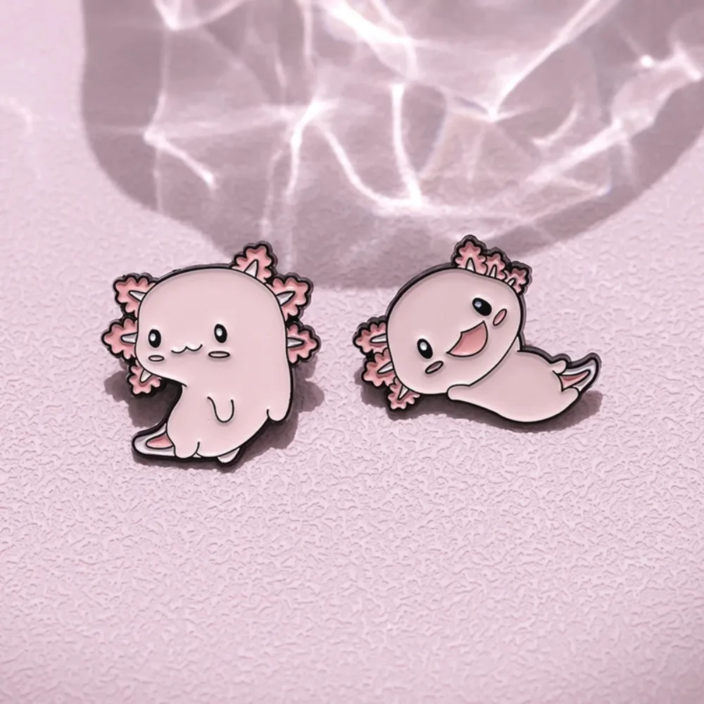 Shirt Badges Hexagonal Dragon Salamander Pins Cartoon Brooch Cute Axolotl Brooch Pink Cute Cartoon Salamander Pins Kids Gift