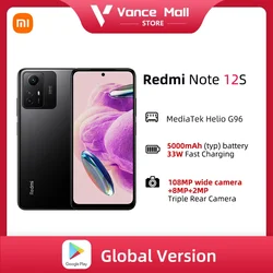 Xiaomi-smartphone Redmi Note 12S, versión Global, cámara ancha de 108MP, MediaTek Helio G96, 6,43 pulgadas, 90Hz, carga rápida de 33W