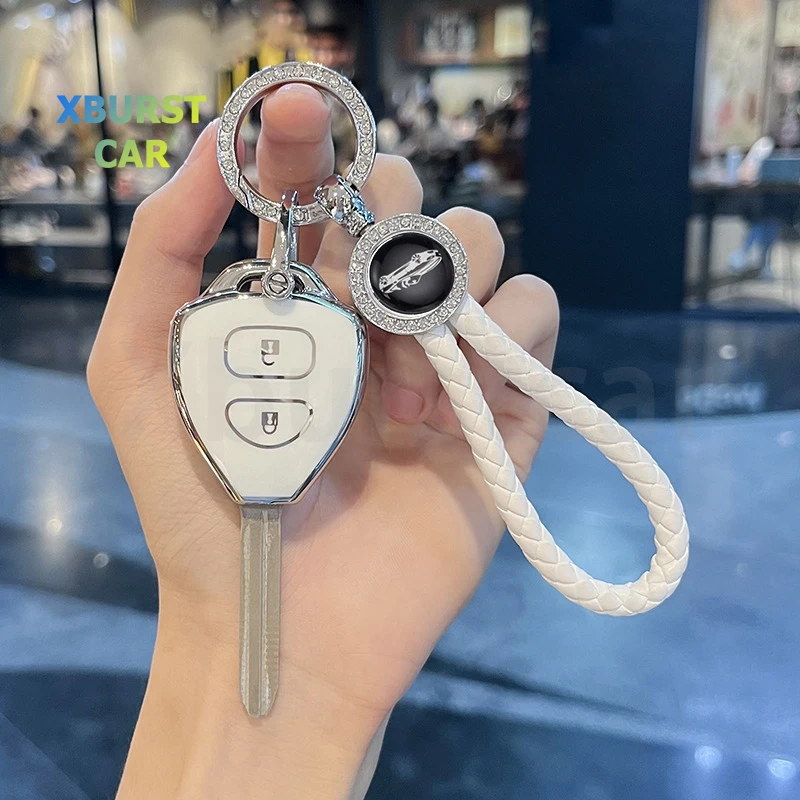 For Toyota Crown Avalon Venza Matrix Yaris 4Runner Corolla Camry Reiz RAV4 4Buttons TPU Shell Fob Keychain Car Key Case Cover