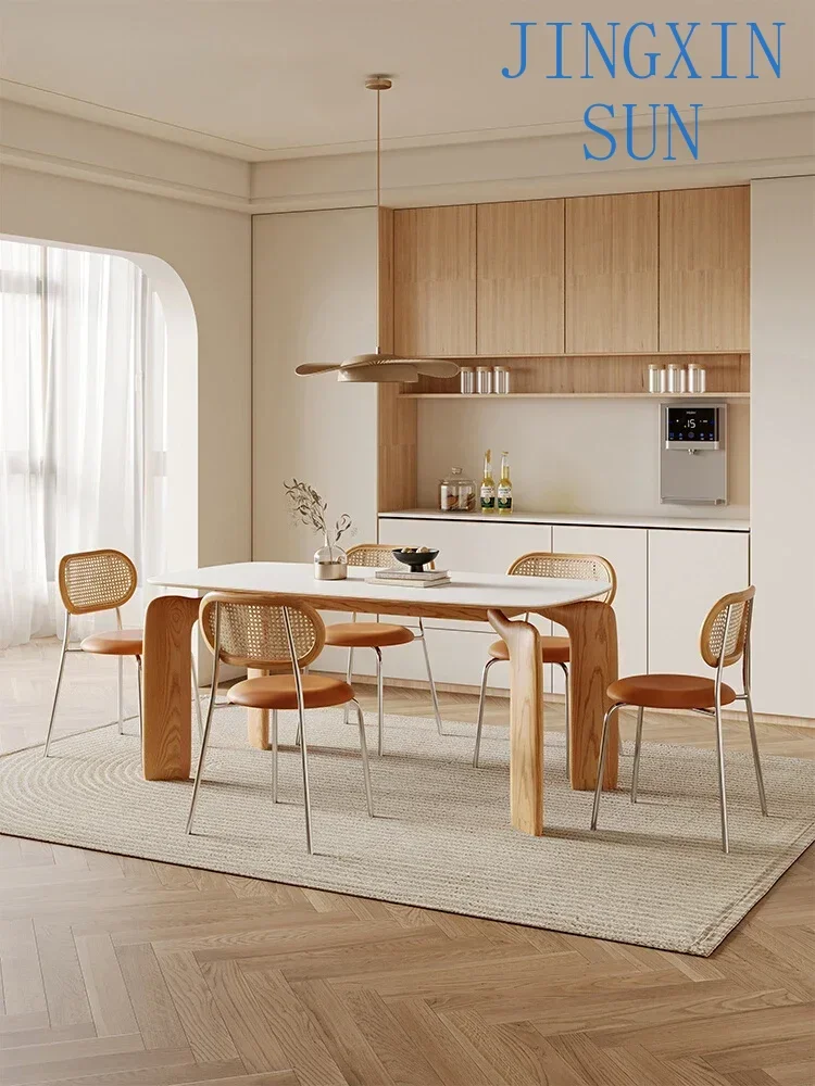 Dining Table Home Rock Plate Dining Table Chairs Simple Modern Rectangular Mesa Dining Room Set on sale
