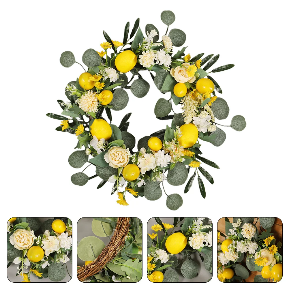 

Wreath Lemon Adornment Garlands Simulation Front Door Green Ornaments Summer Decor