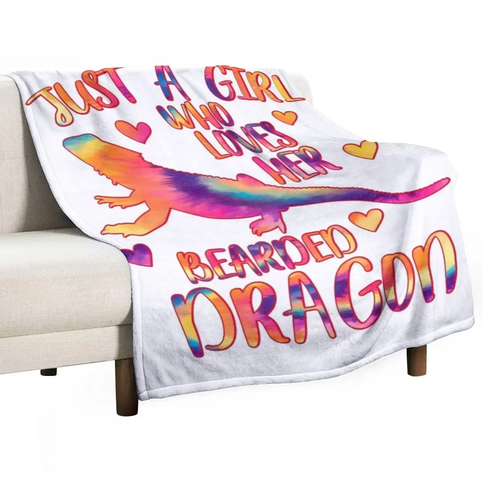 New Just a Girl who loves her Bearded Dragon Throw Blanket Multi-Purpose Warm Vintage warm winter Moving manga Blankets