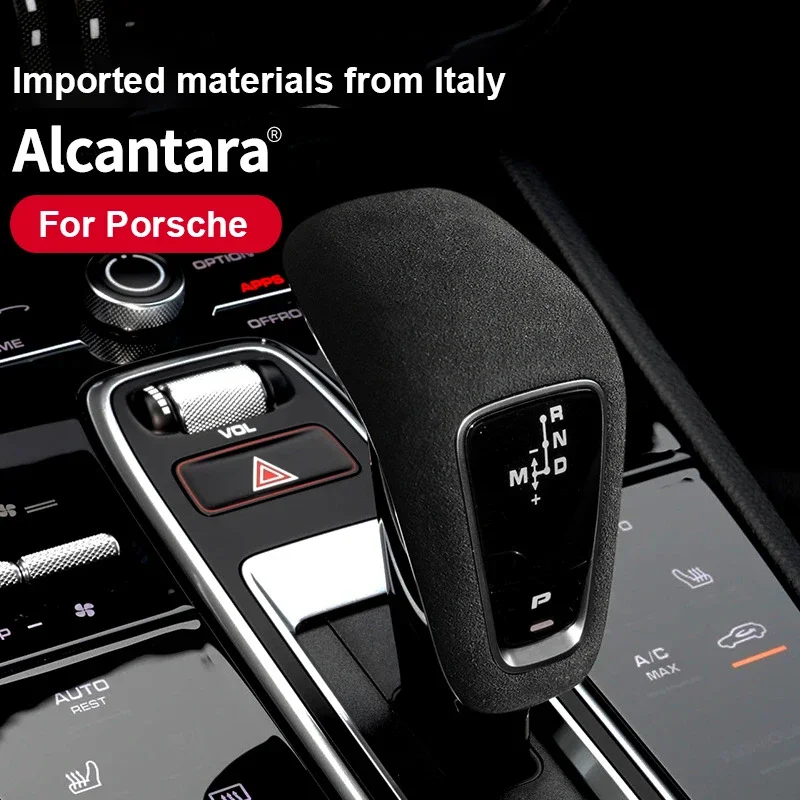 

For Porsche Cayenne 2018 2019 2020 2021 2022 2023 Gear Lever Shift Knob Trim Cover Suede Wrap Interior Sticker Accessories