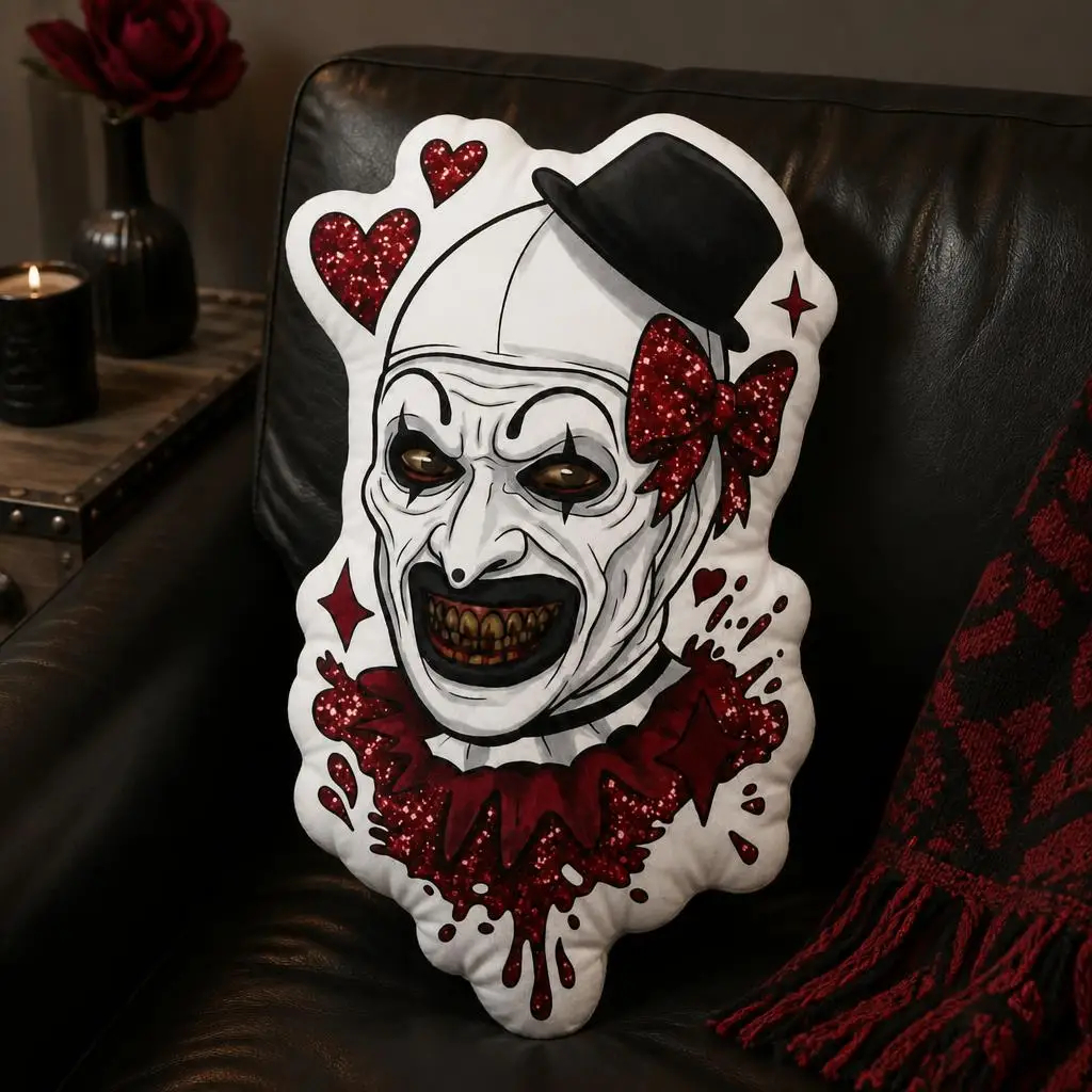 Art the Clown Bow Terrifier Plush Pillow Cushion Irregular Stuffed Throw Pillow Home Decor Gift Sofa Bed Couch