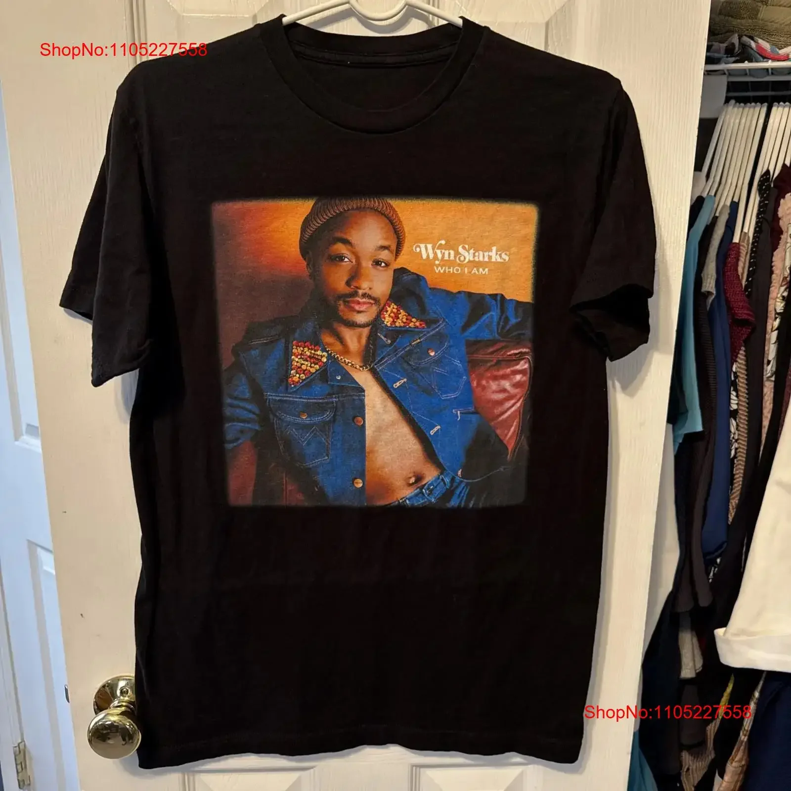 Wyn Starks T Shirt Who I Am Men s Black Top Size Medium vintage Washed designer clothes graphic fashion homme Comfortable