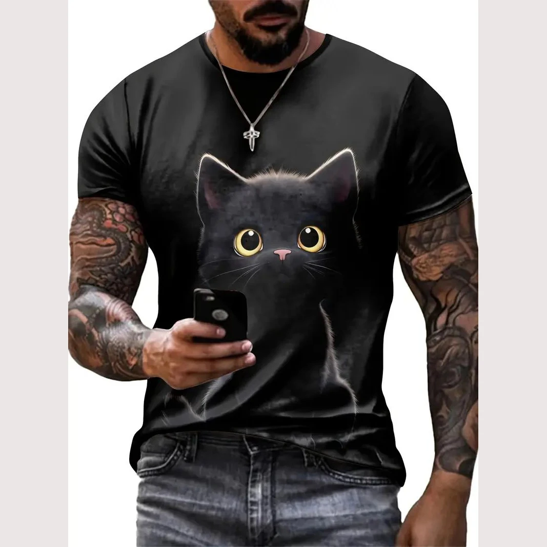 Summer Animal T Shirt For Men 3d Cat Pattern Print T Shirt Casual Short Sleeve Tee Fashion Men\'s Oversized Clothing Streerwear