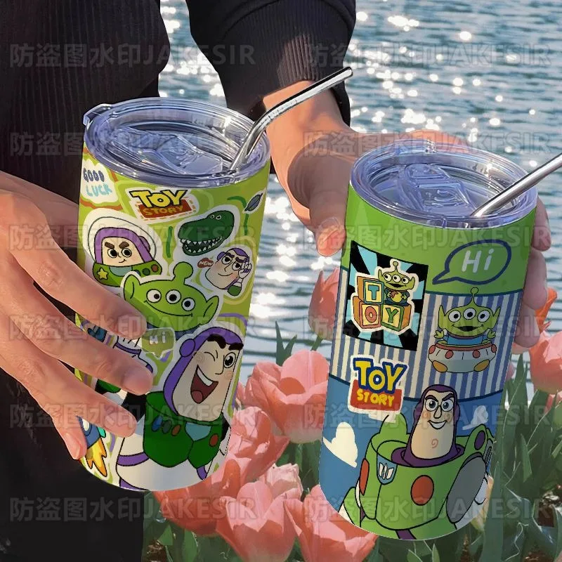 Toy Story Buzz Lightyear Cartoon Animation Creative Stainless Steel Insulated Cup Kawaii Fashion High-Looking Portable Straw Cup