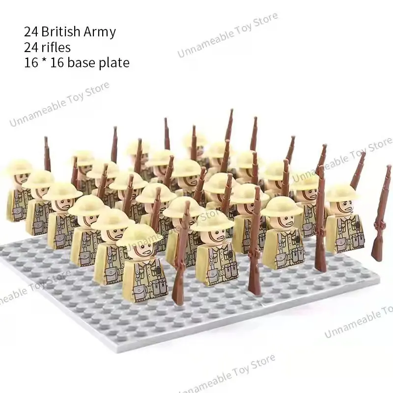 24pcs/lot WW2 Military Soldiers Building Blocks Set Soviet US UK China France Army Figures Bricks Toys For Boys Christmas Gifts