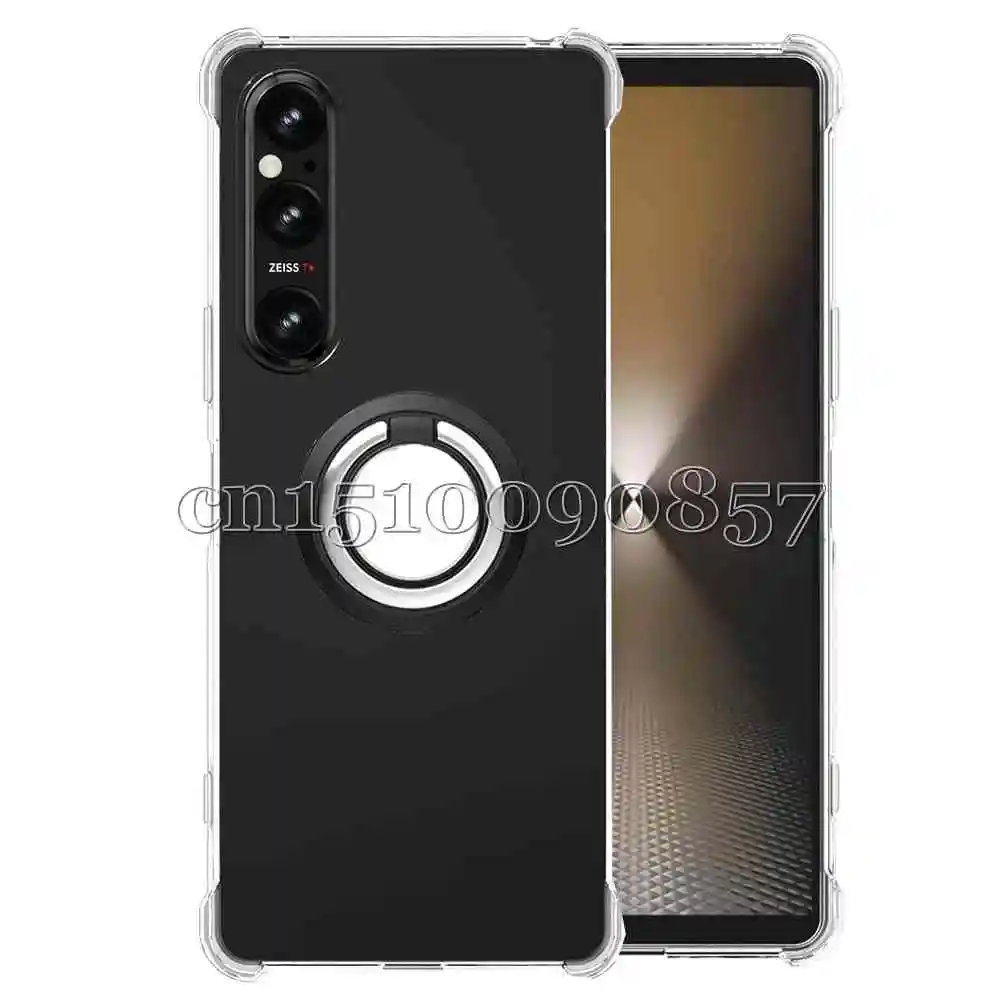 Ring Holder Reinforced Corners Case Soft TPU Shockproof Kickstand Cover On For Sony Xperia 1 5 10  IV III ii VI