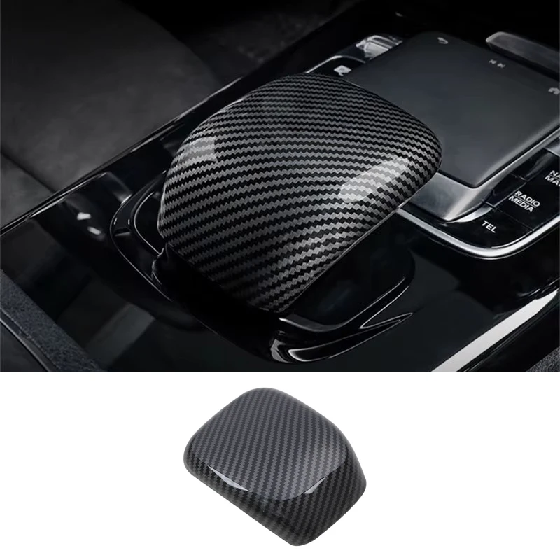 

1Pcs ABS Carbon Fiber Pattern Car Gear Head Shift Knob Cover Trim Sticker For Mercedes-Benz A Class W177 CLA C118 2020-2022