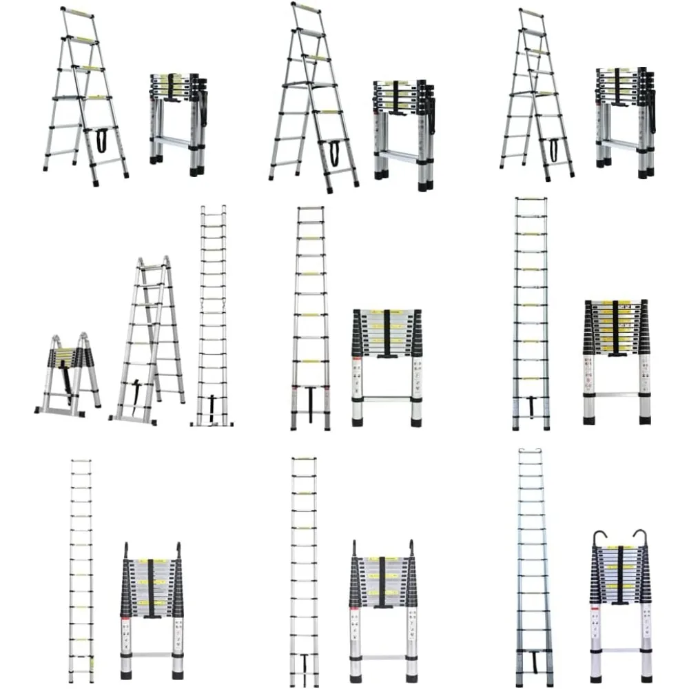 

16.4FT Adjustable Ladder Multi-Purpose A-Frame Folding Ladder Aluminium Extension Portable Ladder for Outdoor Indoor,Collapsible