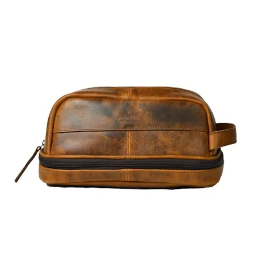 

Leater Toiletry ag Набор для путешествий из воловьей кожи с полным зерном и сусассо Застежка-молния и воск Происхождение зуда 1л