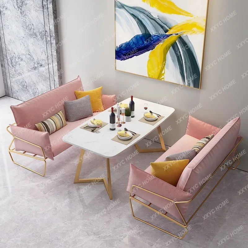 

HDining room double simple modern company reception office sofa leisure booth dining table and chairs