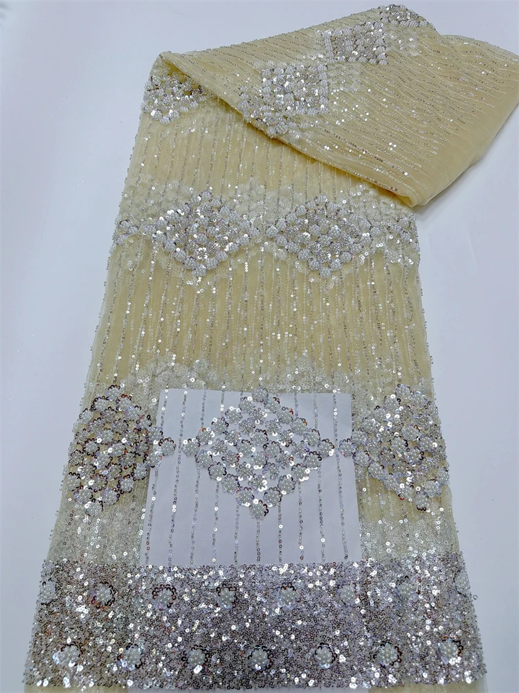

African French Style Lace Fabric with Sequins Groom Embroidery High-Quality Latest Design for Nigerian Wedding Materials