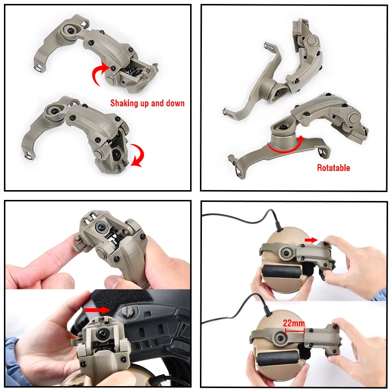 Wadsn-Capacete Rail Mount Adapter, Headset Suporte para Compacto Militar, Tiro Avião, Headphone Fit, Wendy, ARC Base Ferroviária