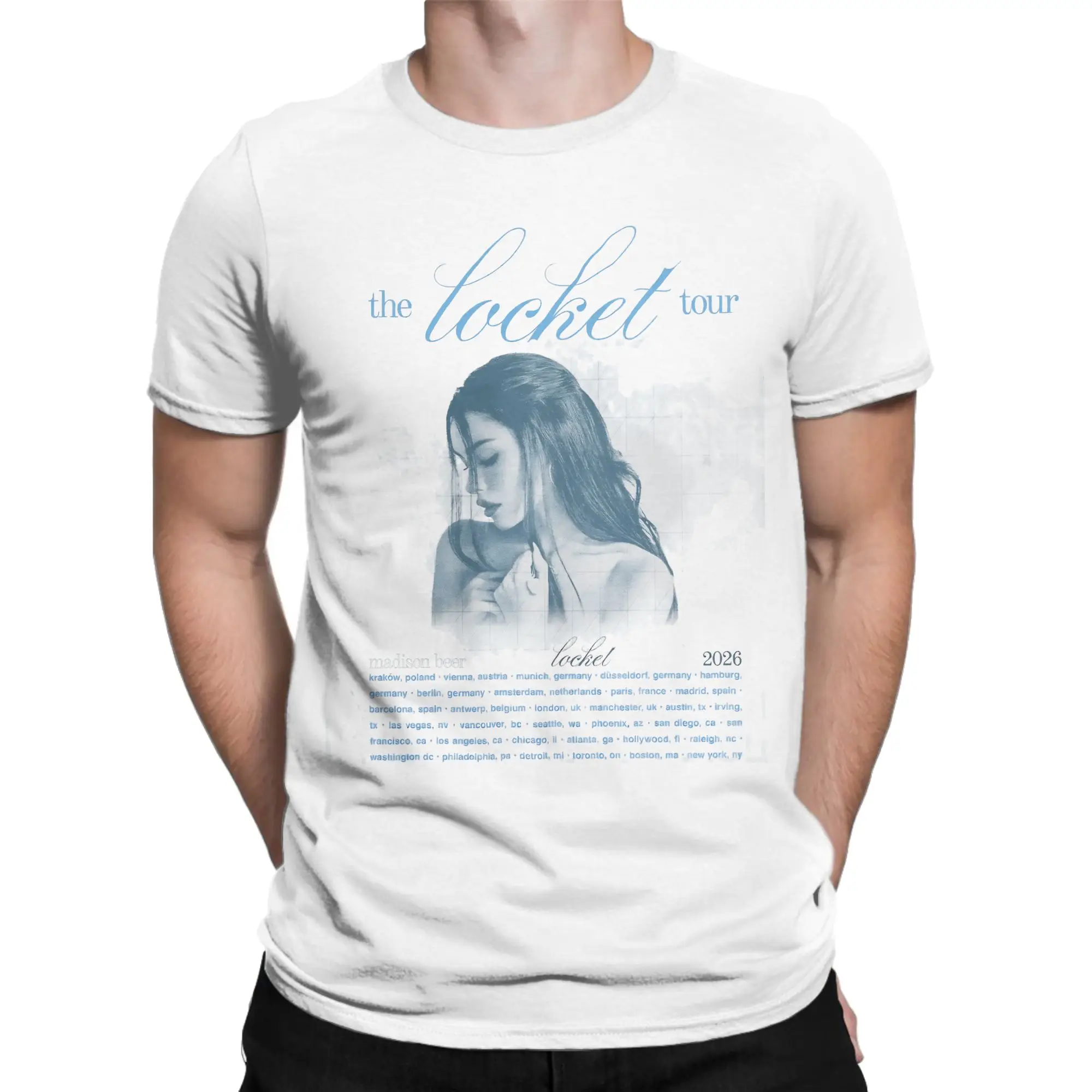 M-Madison B-Beer The Locket Tour 2026 Men's T Shirts  Fun Tee Shirt Short Sleeve Crew Neck T-Shirt 100% Cotton Classic Clothes